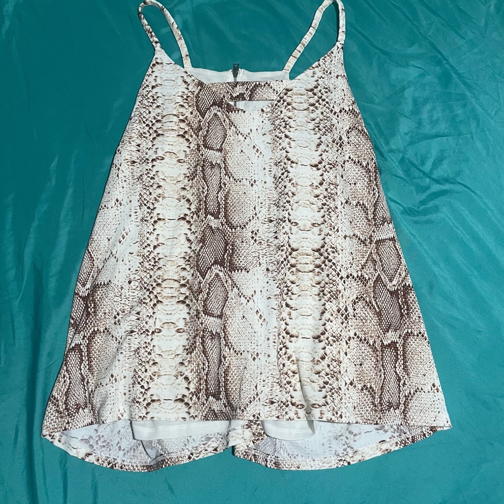 Bar III Cream and Brown Snake Print Camisole